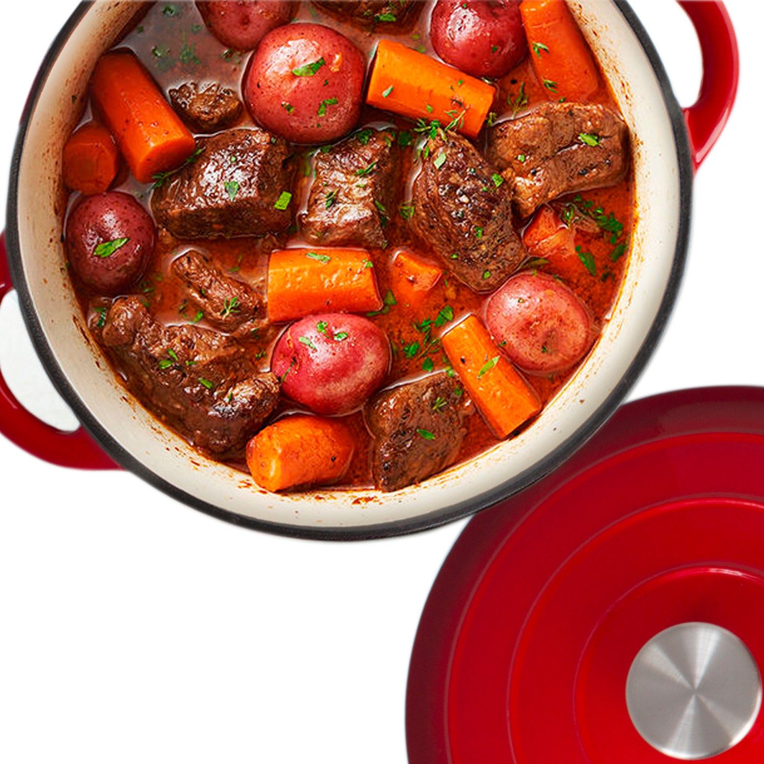 Chef Quality Cast Iron Dutch Oven - 5 QT Enamel Dutch Oven Pot (Red)