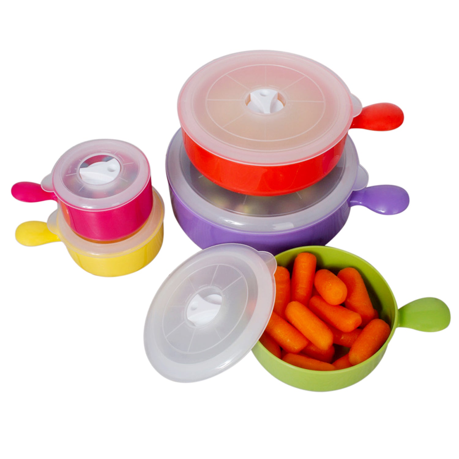 10 Pcs Microwave Safe Plastic Bowl Set W/ Lid - Colorful Food Storage Containers