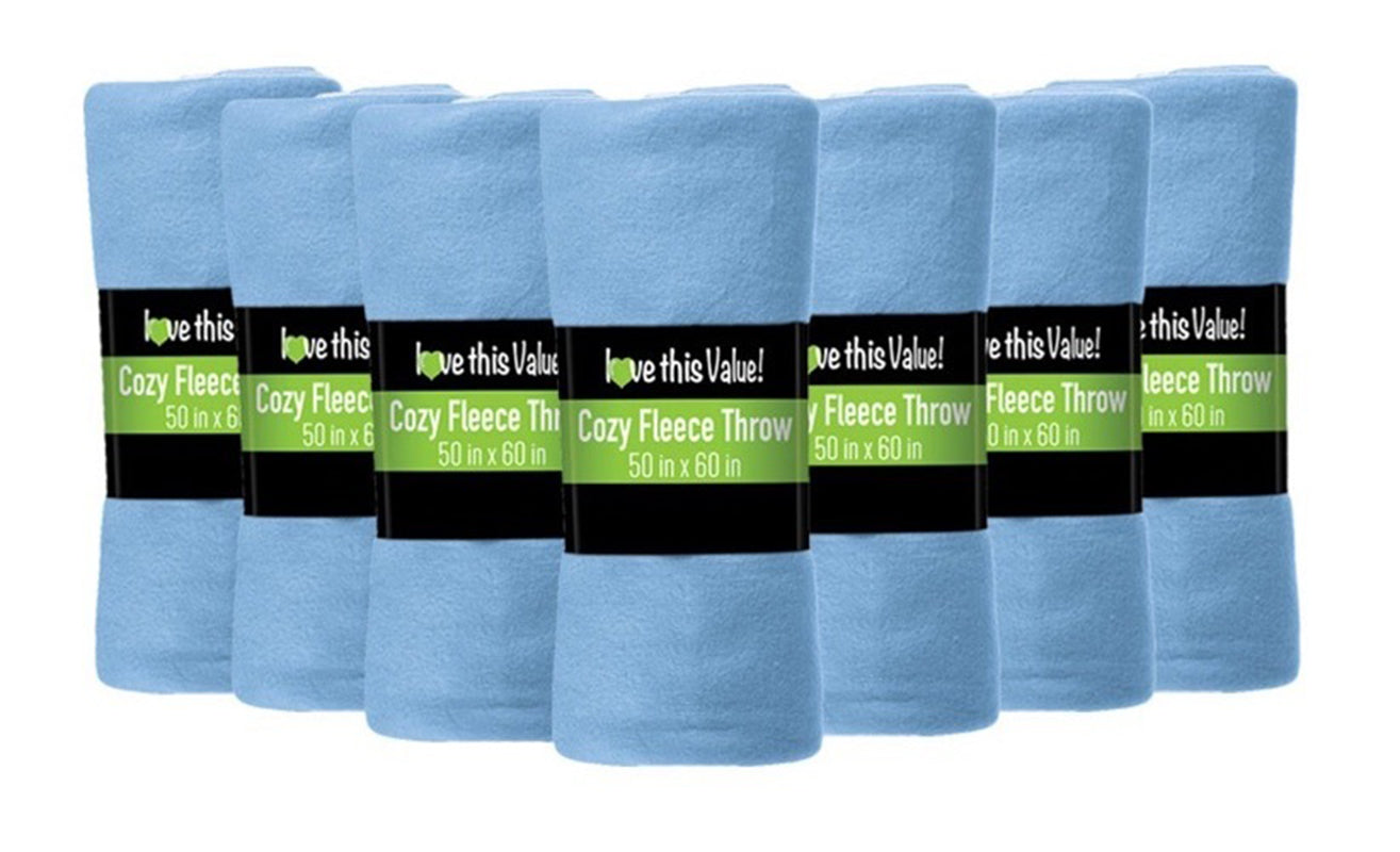24 Pack of Imperial 50 x 60 Inch Ultra Soft Fleece Throw Blanket - Light Blue