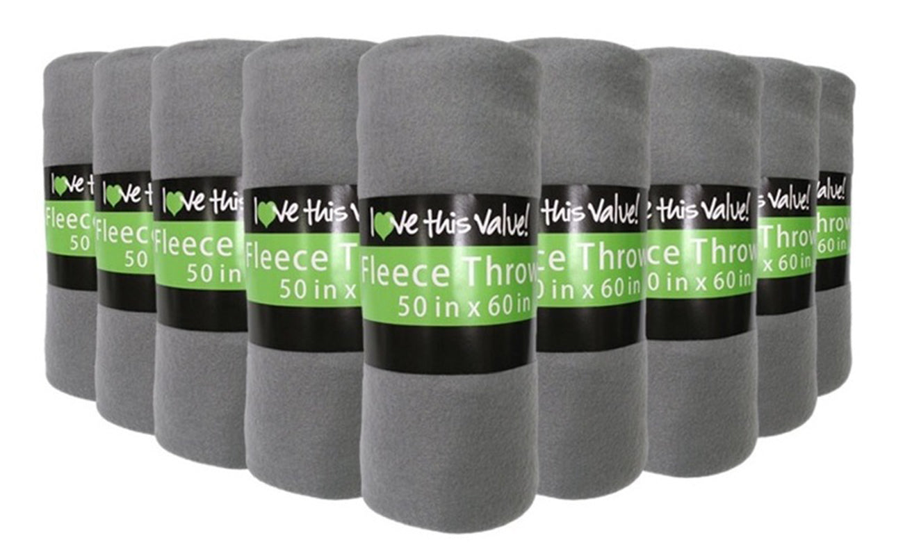 12 Pack of Imperial Home 50 x 60 Inch Ultra Soft Fleece Throw Blanket - Gray