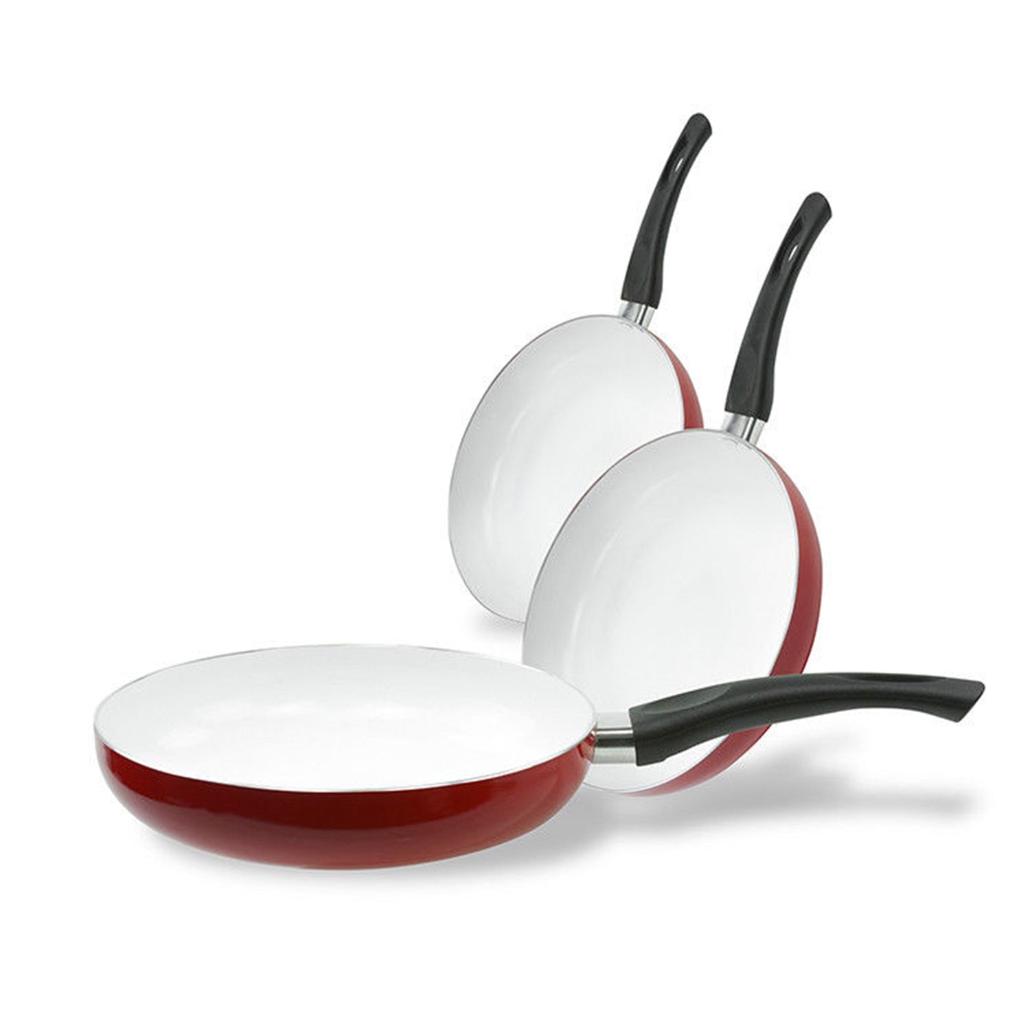 Healthy Nonstick Ceramic Coated Frying Pan - 3 Pcs Eco Friendly Durable Fry Pan Cookware Set (8", 10" & 12" Pans)