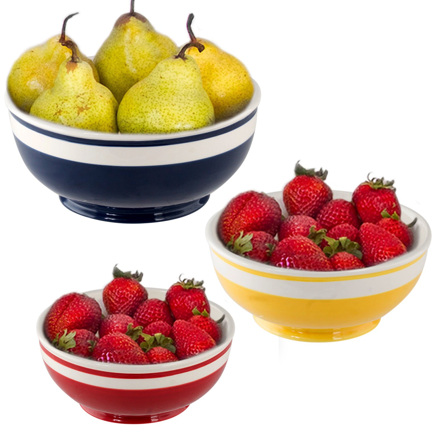 Mr. Food 3 pieces Ceramic Mixing Bowl Set - Colorful Mixing Stackable Bowls
