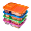 8 Pc Meal Containers Adult Lunch Boxes - 3 Compartment Lunch Containers (Multi Color Lids) - Microwave Safe Containers