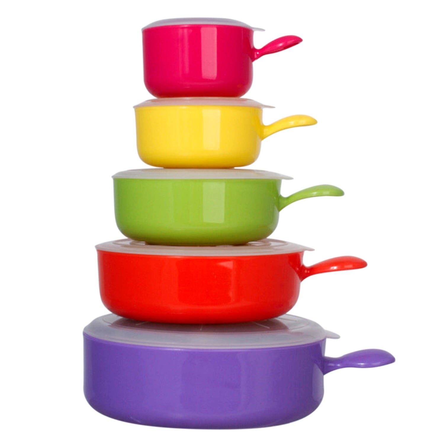 10 Pcs Microwave Safe Plastic Bowl Set W/ Lid - Colorful Food Storage Containers