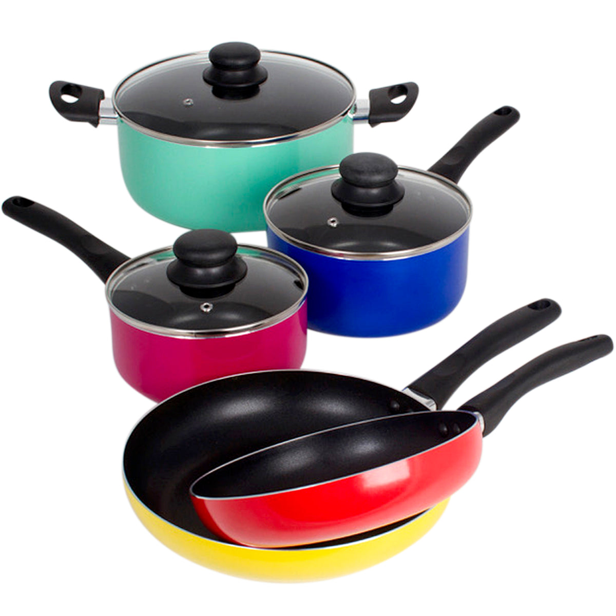 8 Piece Rainbow Nonstick Cookware Set Kitchen Pots Sauce Fry Pan