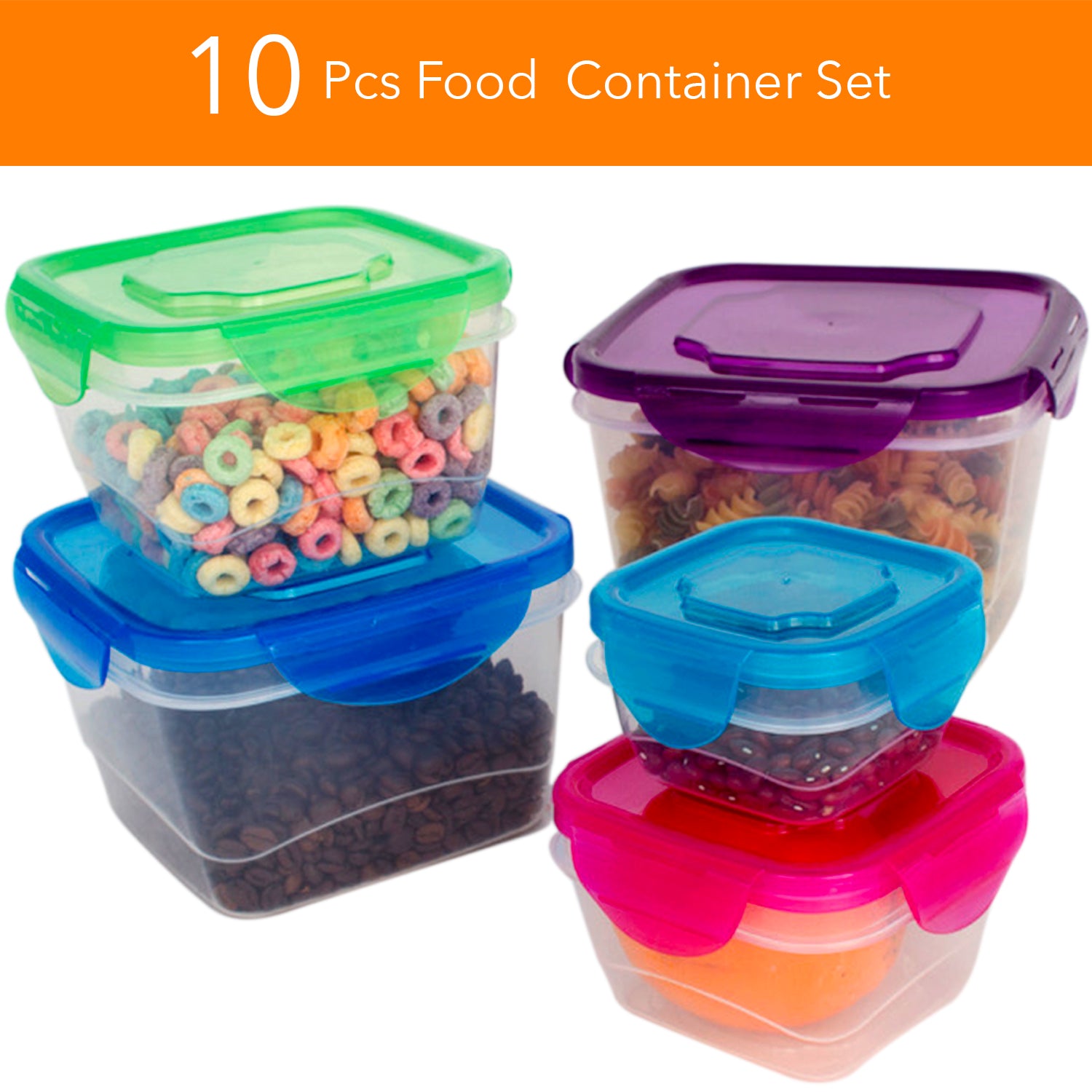 10 Pc Reusable Refrigerator Containers – Microwavable Plastic Lunch Containers