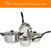 Stainless Steel 7 Pcs. Cookware set Dutch Oven Fry Pan Saucepan