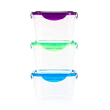 3 Pack BPA Free Food Storage Containers with Lids – Large Food Storage Containers – Airtight Food...