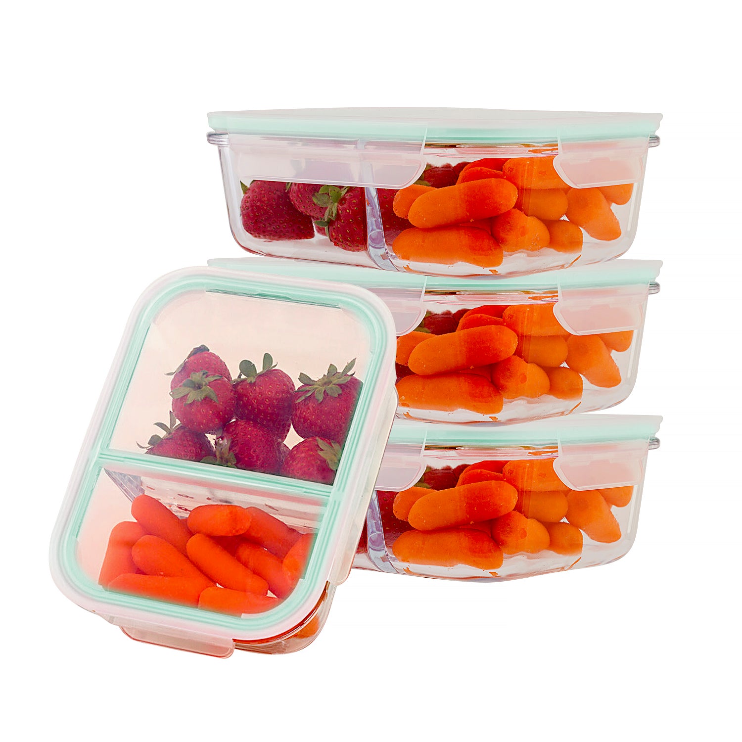 Premium 2 Pc. or 4 Pc. BPA-free Borosilicate Glass Containers with Snapping Lids