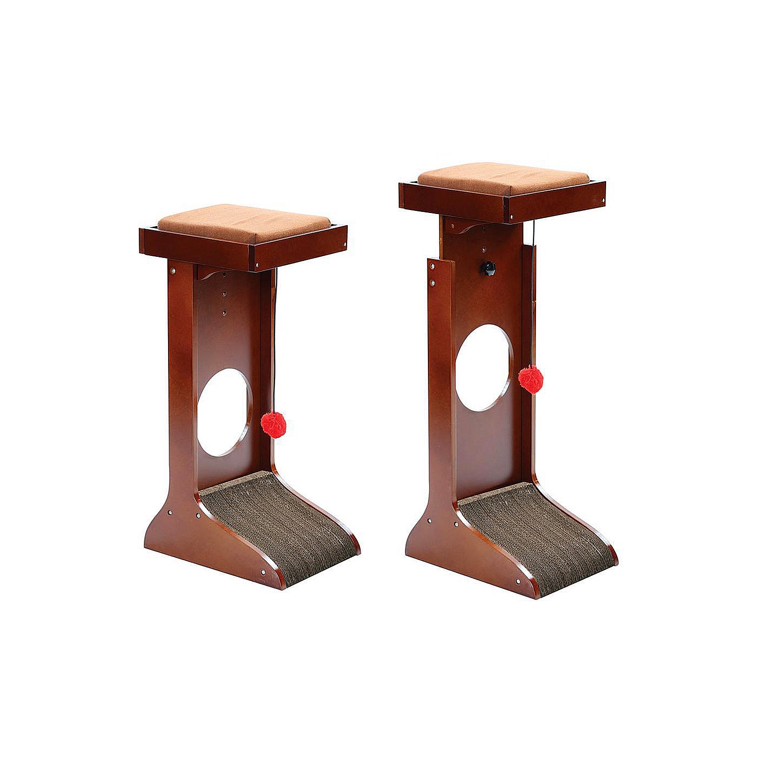 Wood Cat Adjustable Cat Tower Perch W/ Scratching Pad - Wooden Cat Scratcher
