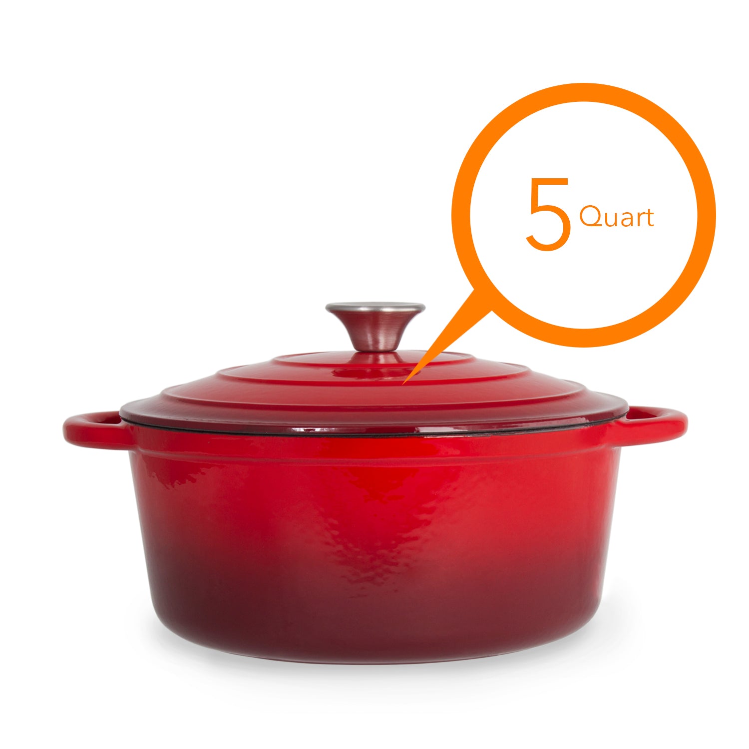 Chef Quality Cast Iron Dutch Oven - 5 QT Enamel Dutch Oven Pot (Red)