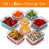 16 Pcs Set Glass Storage Containers with Lids/Glass Food Storage Containers Airtight/Glass Containers With Lids - Glass Meal Prep Containers Glass Food Containers - Glass Lunch Container