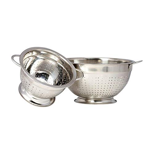 Stainless Steel Colander Set - Metal Colander Set – Colander Stainless Steel Set – Large & Small Colander with Handles