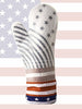 Heat Resistant Silicone Oven Glove - BBQ Mitt White & Red - Blue Star