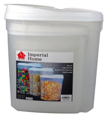 Imperial MW1196 Plastic 3 Piece Cereal Dispenser Set - Dry Food Storage Containers
