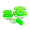 All Purpose Glass Bowls and Food Storage Containers 10 Pcs Set - Glass Lunch Bowls Set with Snap Tight Green Lids (MultiColor Polka Dots)