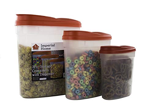 3 Piece Plastic Cereal Dispenser Dry Food Storage Container Set