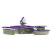 30 Piece Plastic Food Container Set - 15 Plastic Storage Containers with Purple Lids