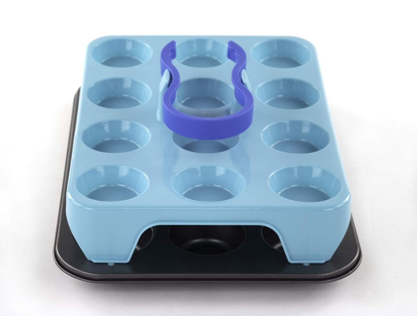 24 Cupcake Carrier Caddy - Cupcake Holder Set With Pan, Tongs & Cupcake Stand