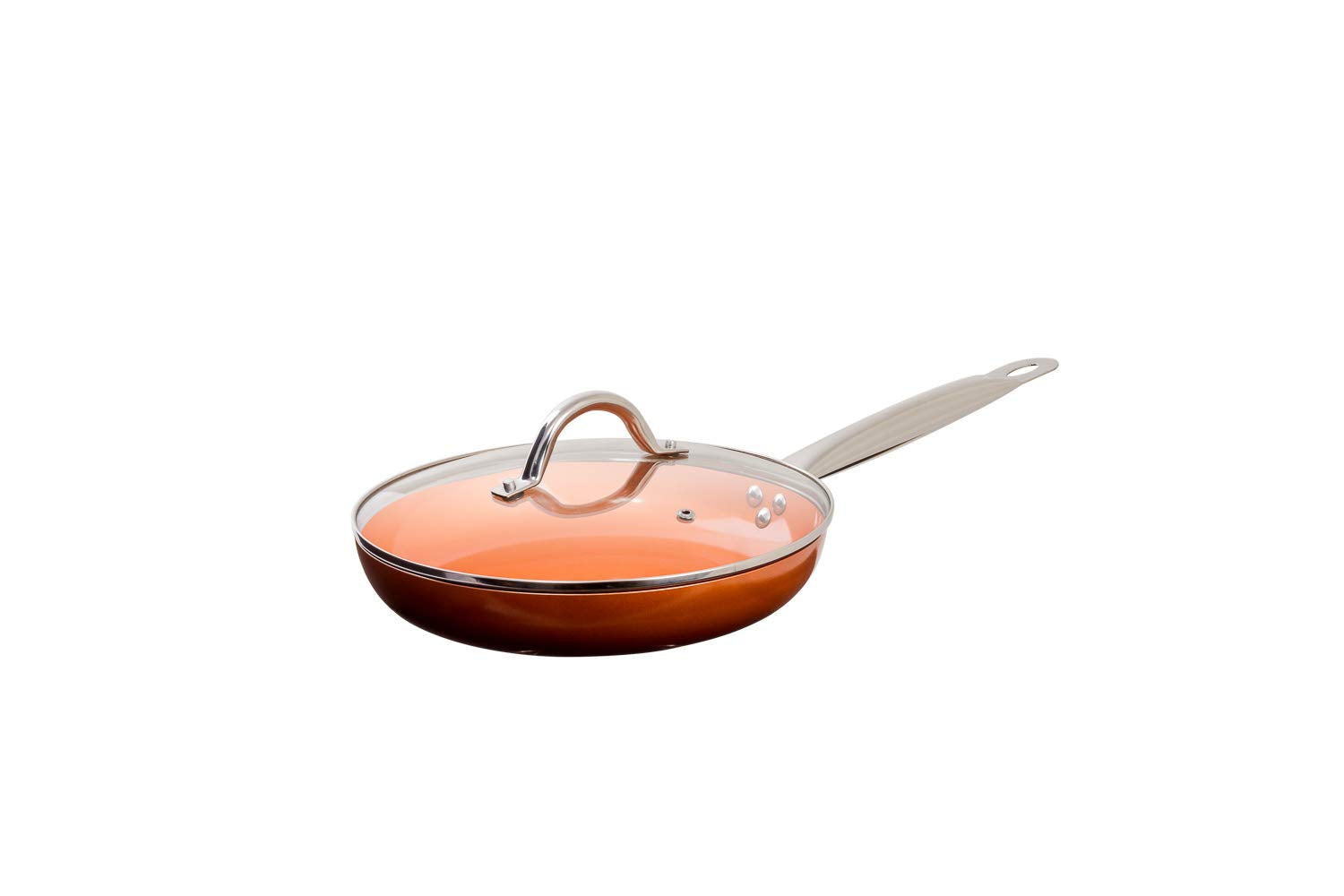 15 pc Copper Aluminum Cookware Set – Copper Nonstick Cookware Sets – Pots and Pans Set with Fryer Insert, Glass Lids, Spatula, Spoon, and more