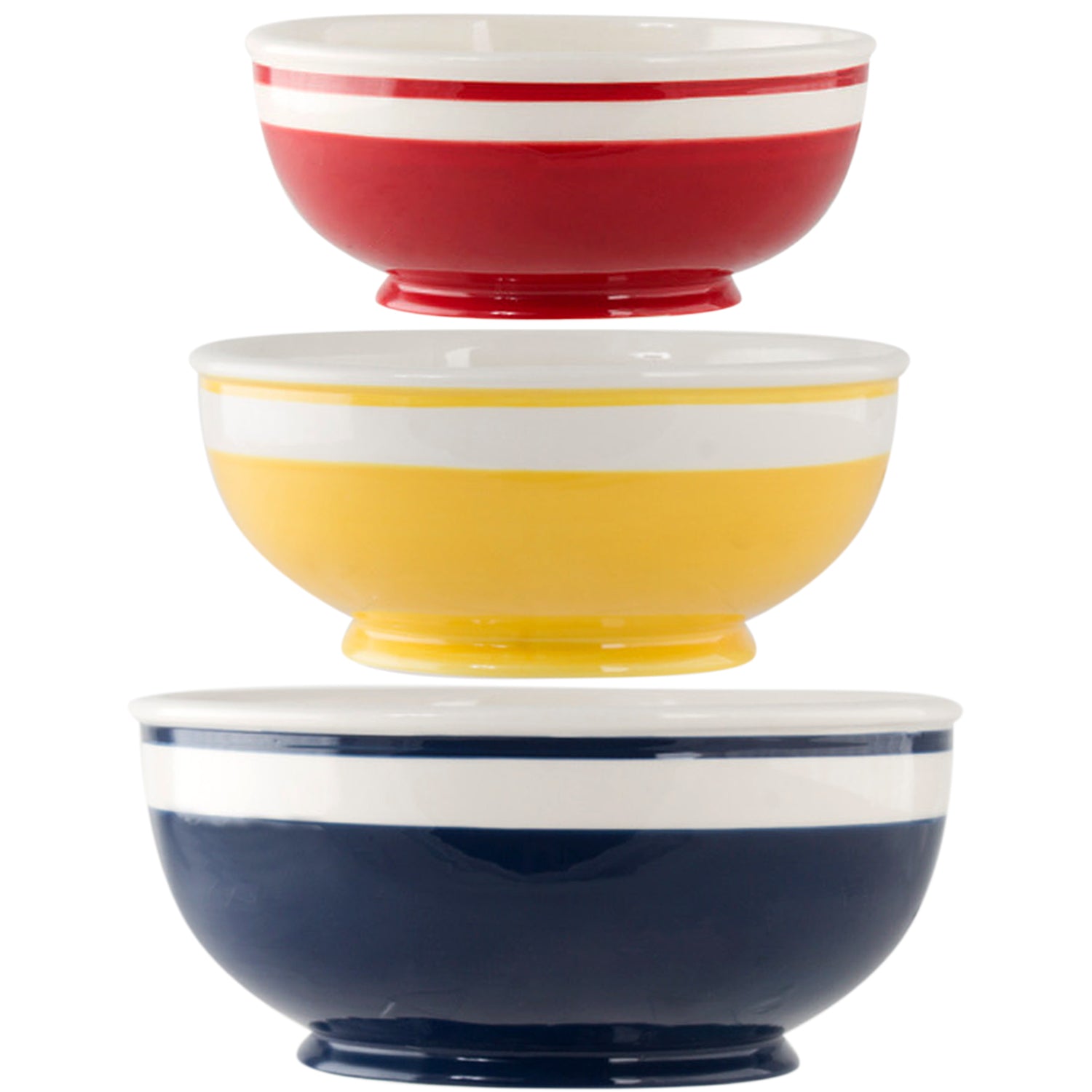 Mr. Food 3 pieces Ceramic Mixing Bowl Set - Colorful Mixing Stackable Bowls