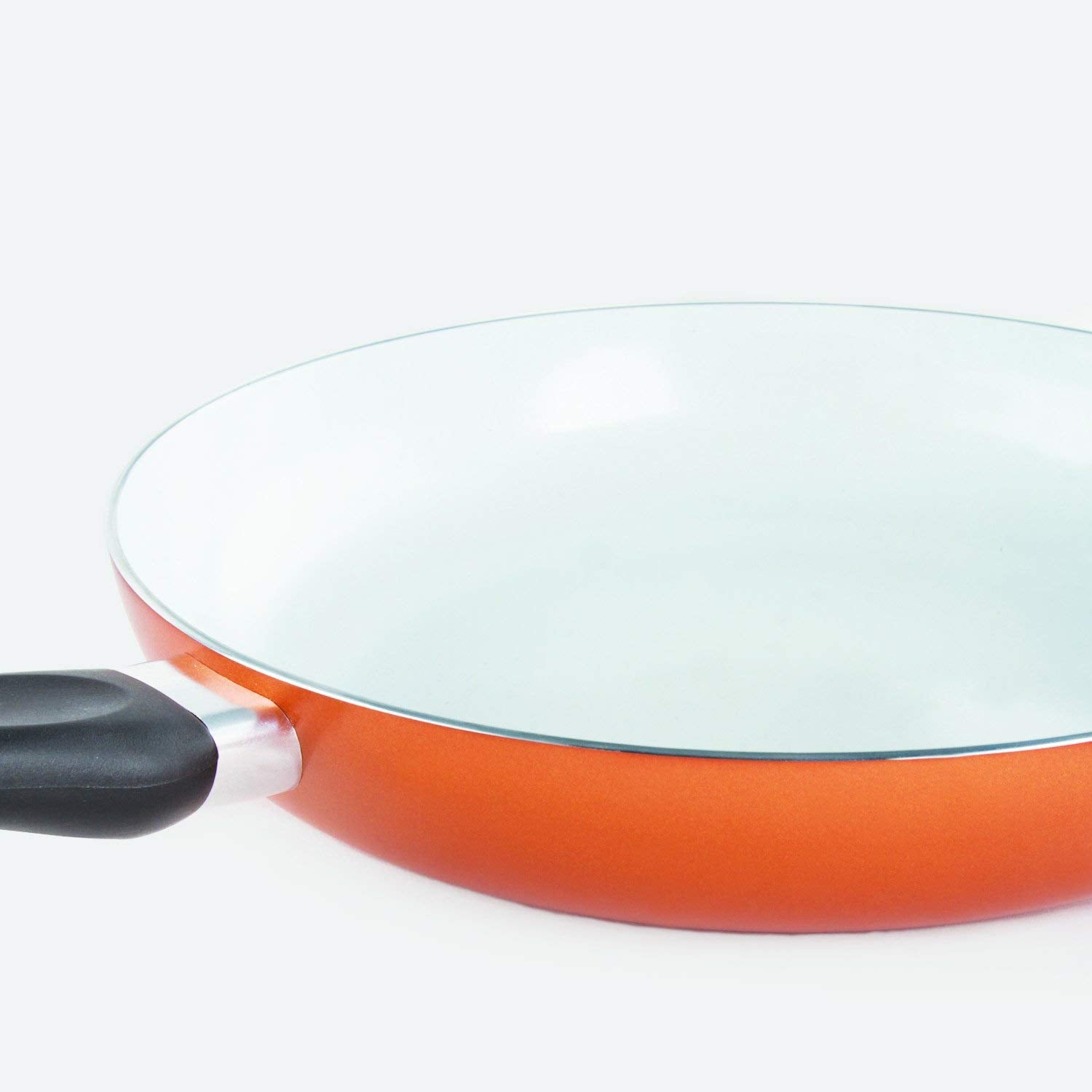 Healthy Nonstick Ceramic Coated Frying Pan - 3 Pcs Eco Friendly Durable Fry Pan Cookware Set (8", 10" & 12" Pans) (Copper Ceramic Coat)