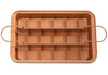 Copper Brownie Pan – 3 pc Perfect Brownie Pan Set - Pan for Brownies with Dividers, Pan, and Serving Plate