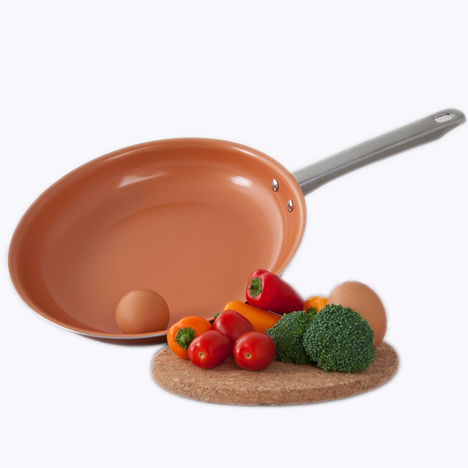 Healthy Chef's Copper Frying Pan With Nonstick Coating - Induction Frying Pan Oven Safe Copper Fry Pan (12 Inch)