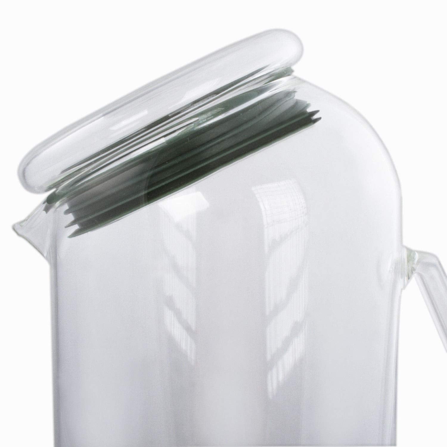 Glass 54 oz. Beverage Water Pitcher - Carafe with Lid - Glass Pitcher with Lid & Handle