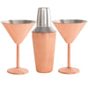 3 pc Copper Stainless Steel Martini Gift Set - 2 Large Martini Glasses and Shaker Set - Copper Martini Shaker Set (Copper)