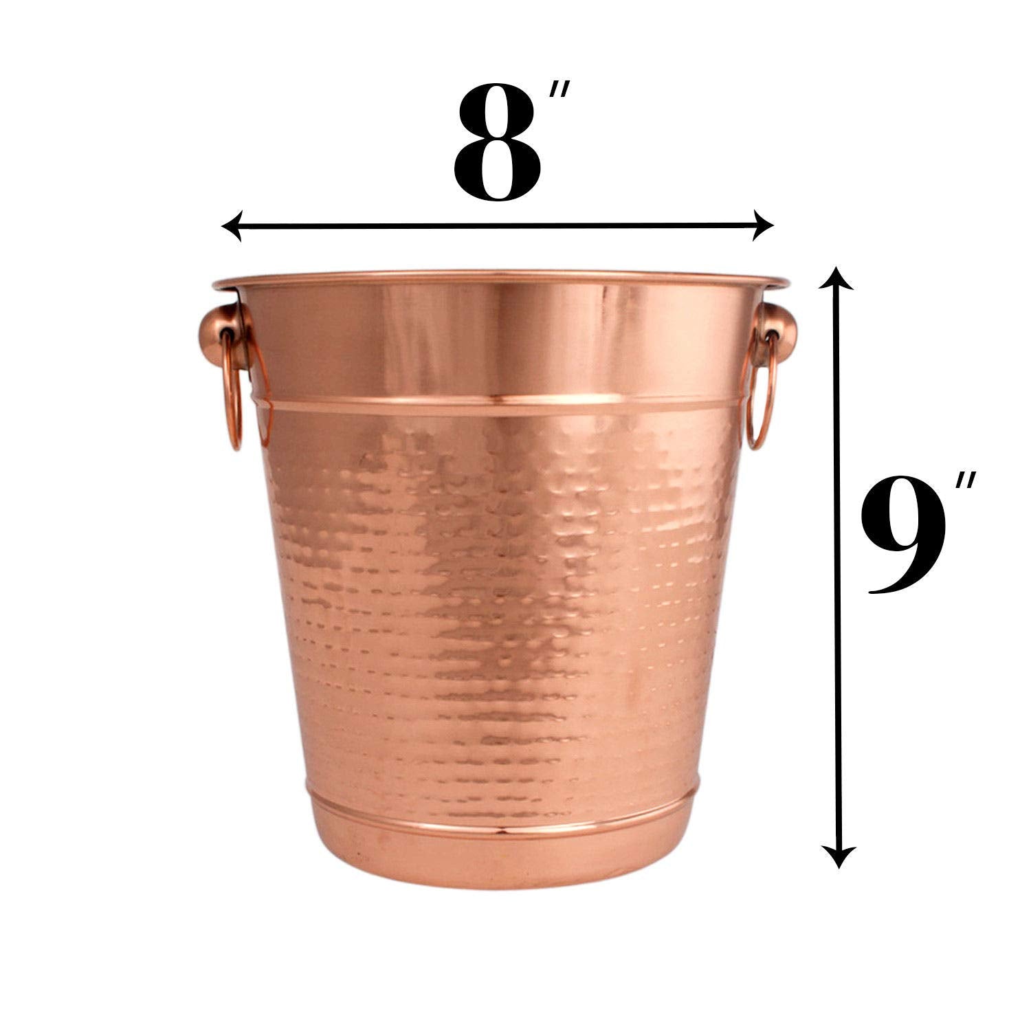 Copper Stainless Steel Champagne Bucket - Hammered Wine Bottle Cooler Ice Bucket