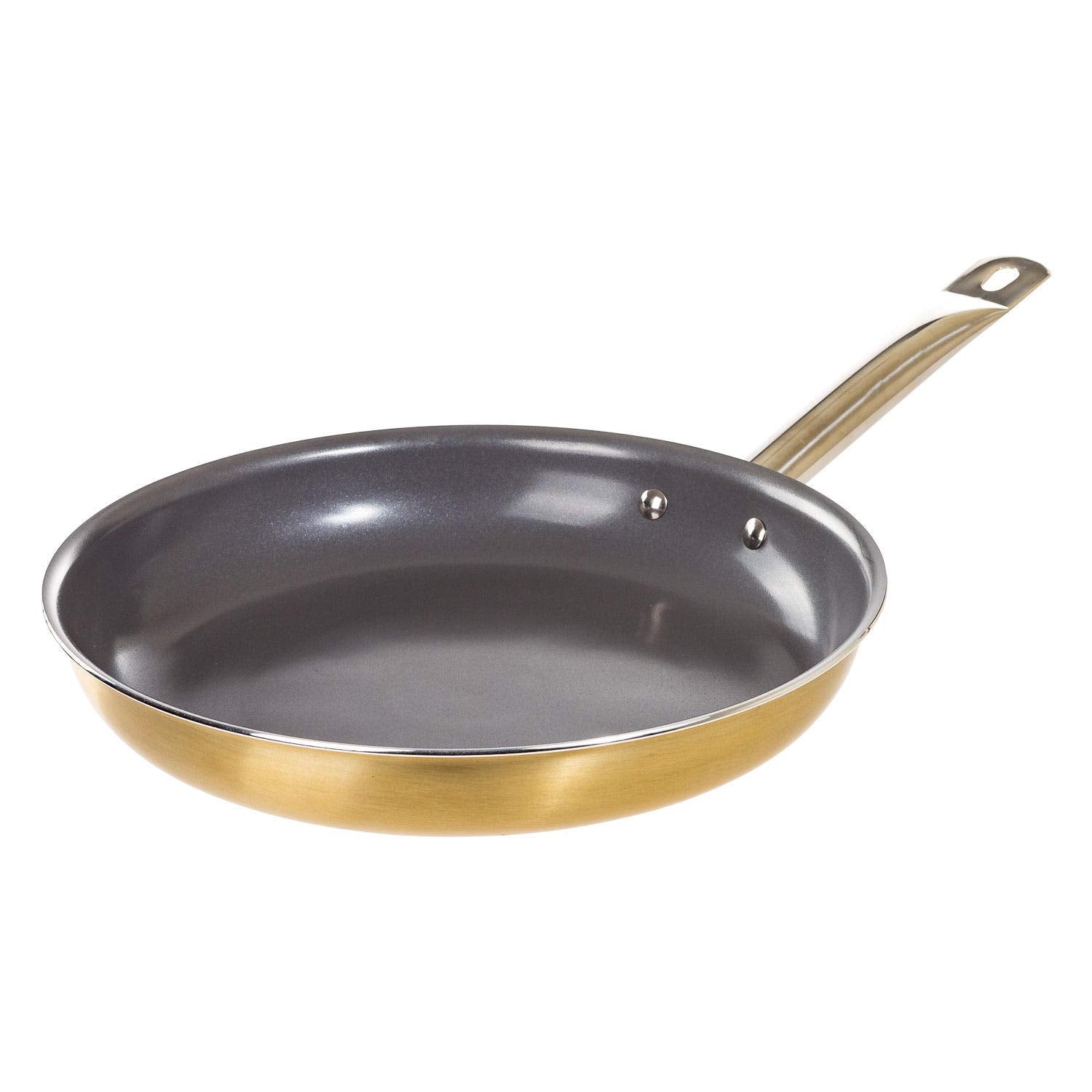 Copper Aluminum Frying Pans - 3 pc Nonstick Fry Pan Set - 8", 10" and 12" (Gold)