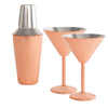 3 pc Copper Stainless Steel Martini Gift Set - 2 Large Martini Glasses and Shaker Set - Copper Martini Shaker Set (Copper)