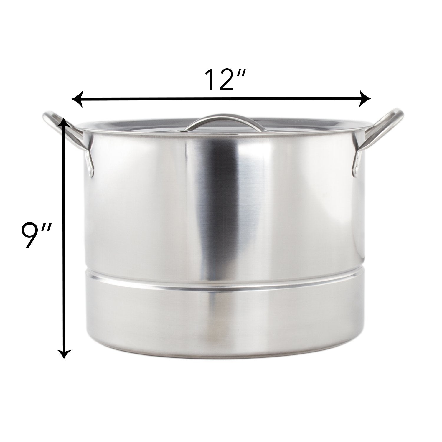 Imperial Home Classic Stainless Steel Steamer Pot, 3 Piece Steaming Stock Pot With Insert & Lid (16 Quart)
