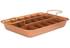 Copper Brownie Pan – 3 pc Perfect Brownie Pan Set - Pan for Brownies with Dividers, Pan, and Serving Plate