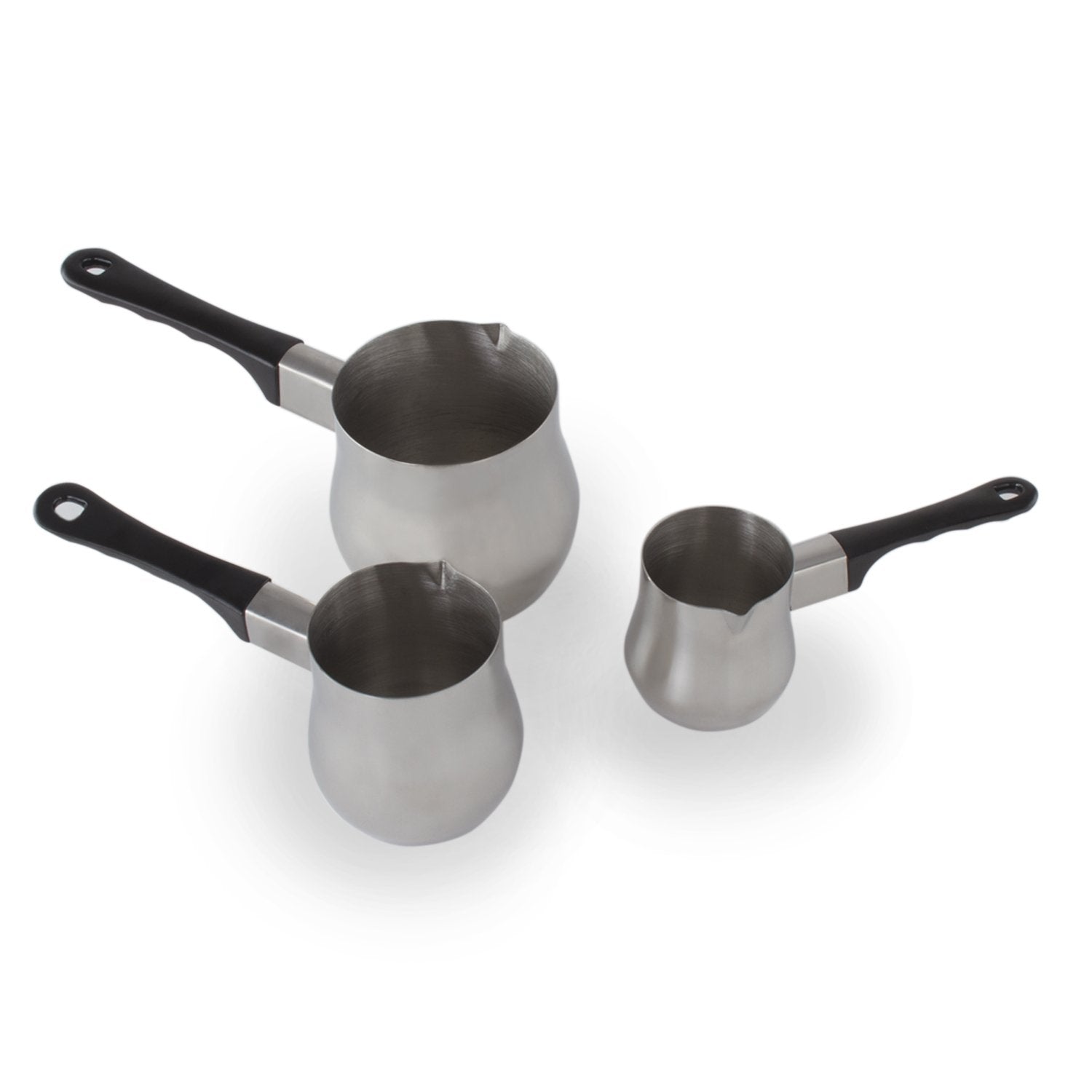 Imperial Home 3 Pc Turkish Coffee Warmer Pot Set, Stainless Steel 6 Oz, 12 oz, 24 oz