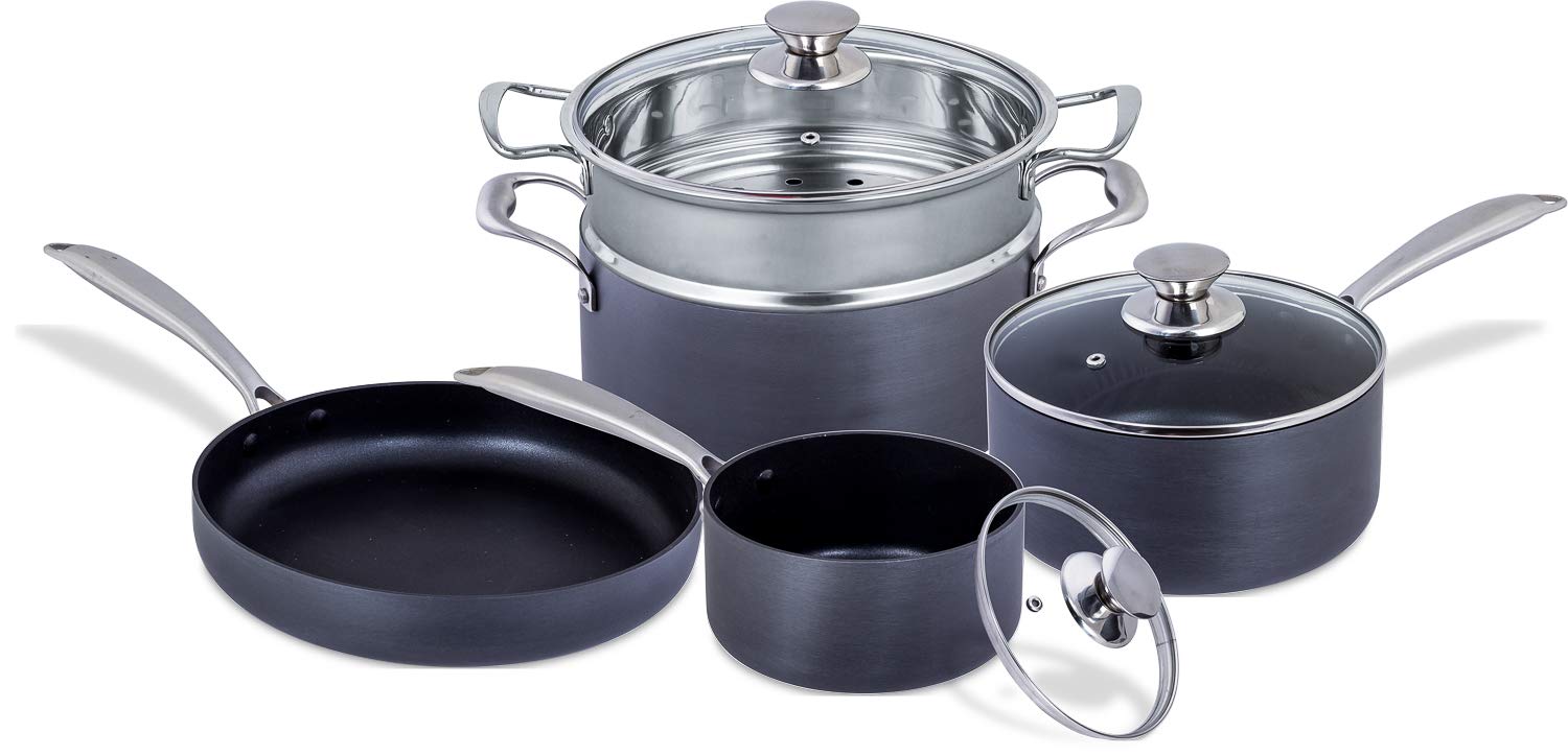 Hard Anodized Aluminum Cookware Set – 8 Piece Cookware Sets – Pots and Pans Set – Nonstick Aluminum Cookware Pot and Pan Set