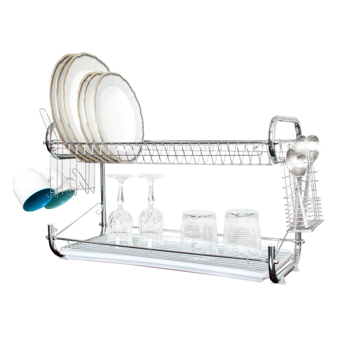 22 Inch Dish Drainer Rack - 2 Tier Dish Holder Dish Rack Organizer – C –  Icydeals