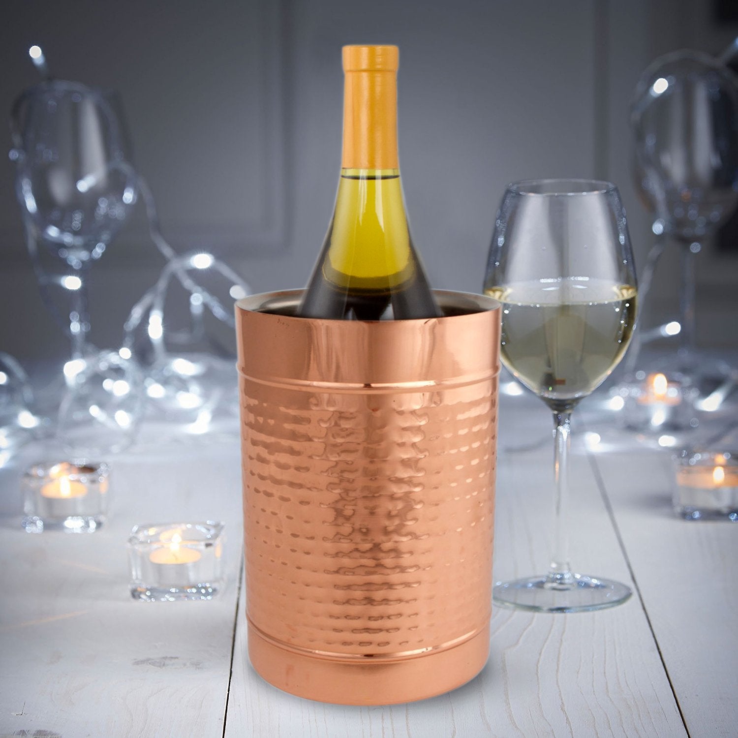 Copper Double Wall Wine Cooler – Insulated Cooler Ice Bucket – Champagne Bucket or Wine Chiller Bottle Cooler