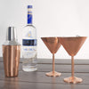 3 pc Copper Stainless Steel Martini Gift Set - 2 Large Martini Glasses and Shaker Set - Copper Martini Shaker Set (Copper)