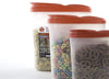 Plastic Cereal Dispensers 3 pc Set - BPA Free Plastic Food Storage Containers - Airtight Dry Food Storage (Red)