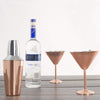 3 pc Copper Stainless Steel Martini Gift Set - 2 Large Martini Glasses and Shaker Set - Copper Martini Shaker Set (Copper)