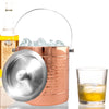 Copper Stainless Steel Double wall Ice Bucket with Lid - Hammered Wine Bottle Cooler Ice Bucket