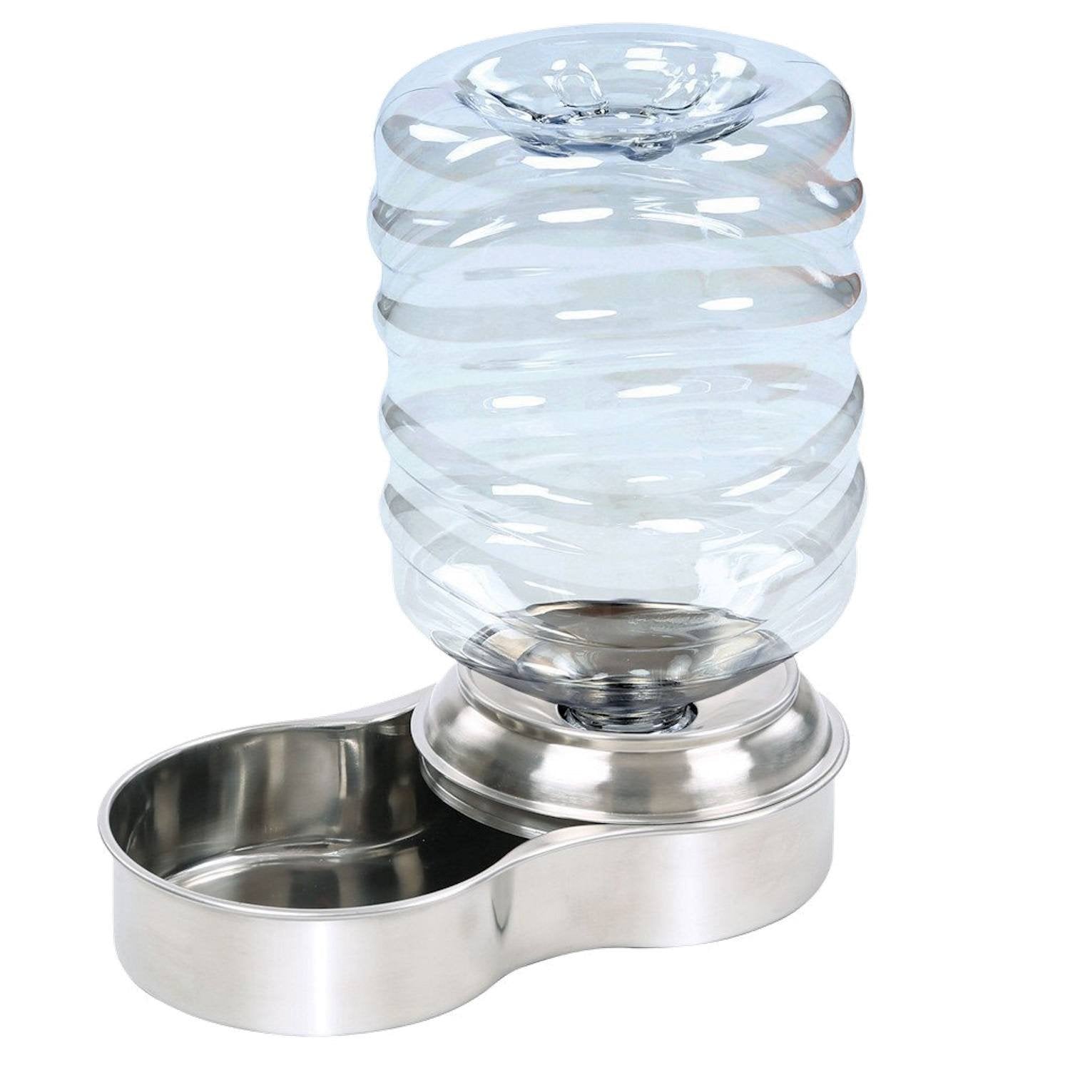 Waterer Stainless Steel Pet Dog Cat Water Fountain Bowl - 1 Gallon Capacity