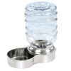 Waterer Stainless Steel Pet Dog Cat Water Fountain Bowl - 1 Gallon Capacity