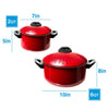 2 Pc Chef Quality Pasta Pot with Strainer Lid - 6 Qt & 2 Qt Red Stock Pot or Pasta Cooker