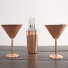 3 pc Copper Stainless Steel Martini Gift Set - 2 Large Martini Glasses and Shaker Set - Copper Martini Shaker Set (Copper)