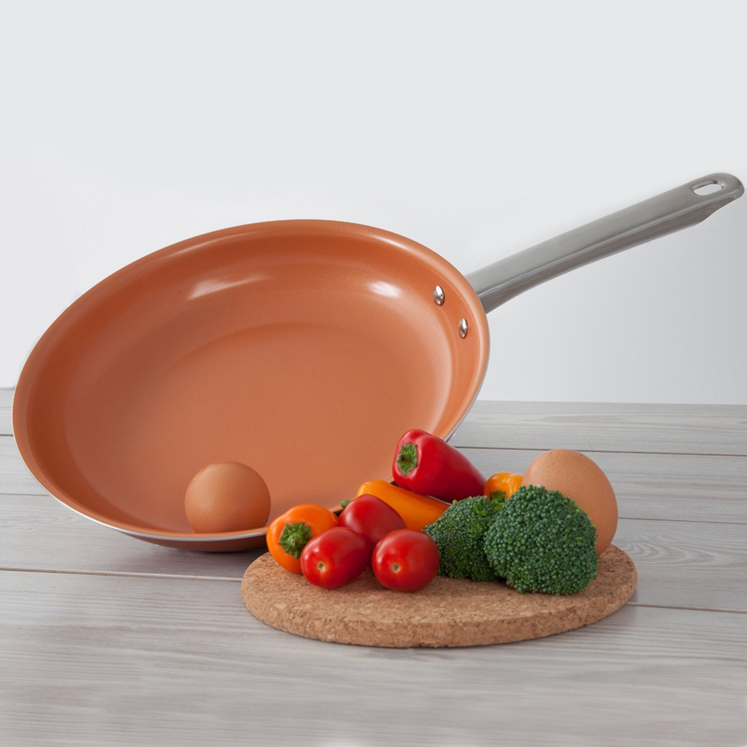 Healthy Chef's Copper Frying Pan With Nonstick Coating - Induction Frying Pan Oven Safe Copper Fry Pan (12 Inch)