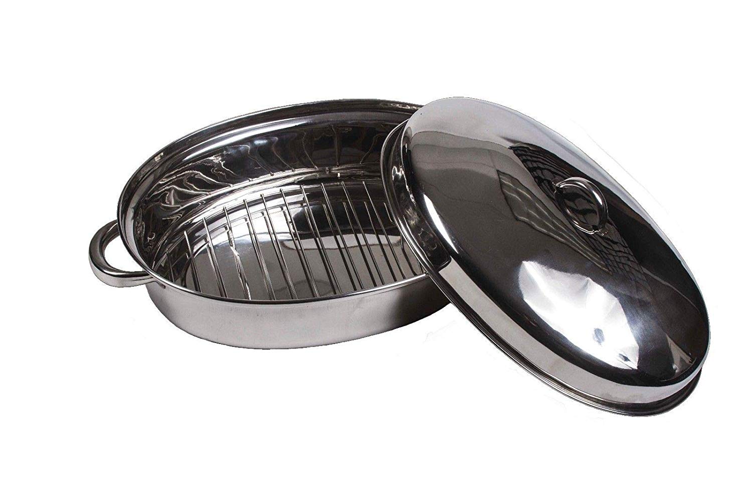 Oval Roaster Pan with Lid – Oven Roaster Pans – Roasting Pan with Lid – Stainless Steel Roasting Pan