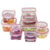 24 Pc Reusable Kitchen Containers w/Vented Lids - Plastic Food Containers - School Office Work Microwavable Containers (Red Lids)